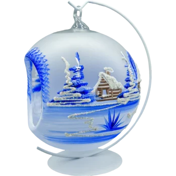 Bombka Lampion ze stojakiem: biel i kobalt