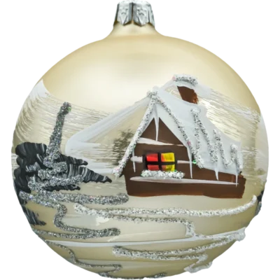 Szklana Bombka choinkowa figurka forma ze szkła okrągła kula złota