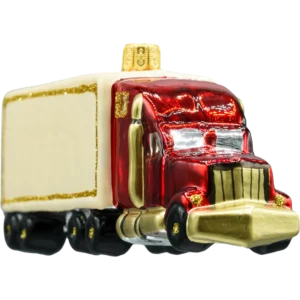 Bombka szklana figurka Ciężarówka Tir z naczepą: beżowa