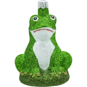 Bombka szklana figurka Żaba brokatowa: ciemnozielona