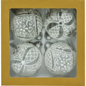 Szklane bombki choinkowe zestaw ekskluzywnych kul ze szkła 4 sztuki