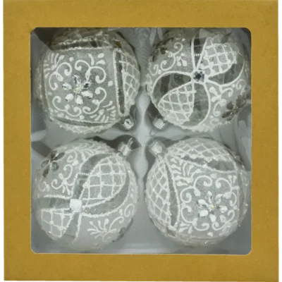 Szklane bombki choinkowe zestaw ekskluzywnych kul ze szkła 4 sztuki