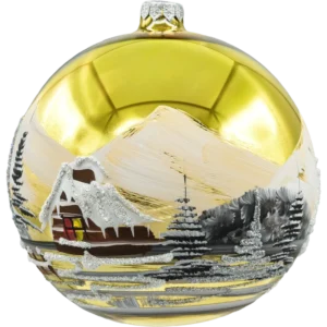 Bombka okrągła Złoty Zimowy Pejzaż
