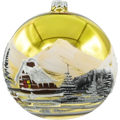 Bombka okrągła Złoty Zimowy Pejzaż