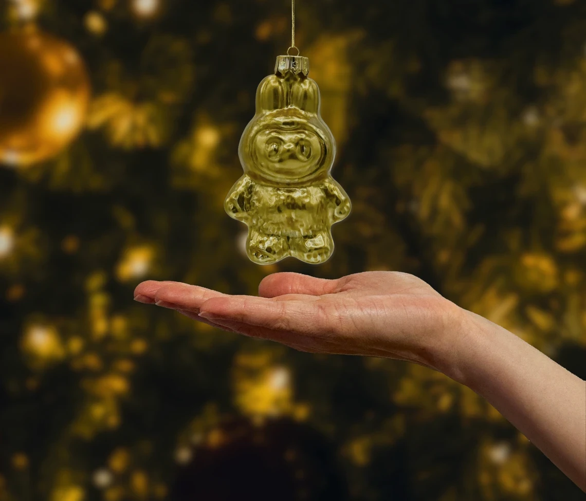Bombka szklana figurka Labubu: 24k Gold realne zdjęcie