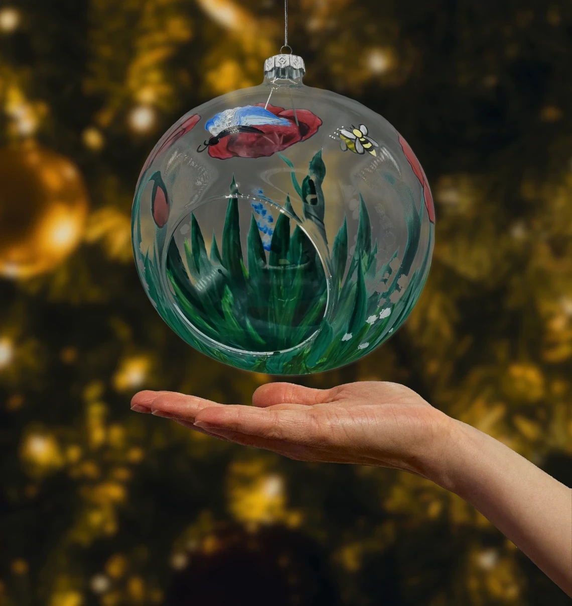 Bombka szklana Lampion: maki realne zdjęcie