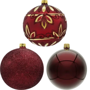 Bombki okrągłe: bordowy zestaw 3 sztuk miniatura