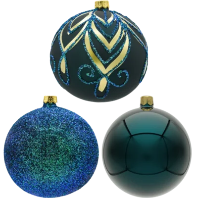 Bombki okrągłe: ciemnozielony zestaw 3 sztuk, miniatura