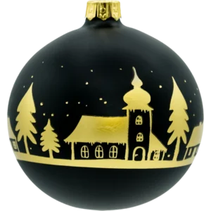 Bombki okrągłe złote miasteczko: czarne