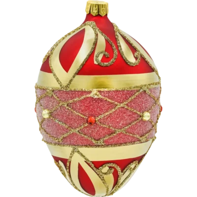 Jajo ze złotym ornamentem: czerwone