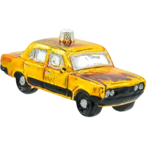 Szklana bombka choinkowa figurka Duży fiat 125p: żółty