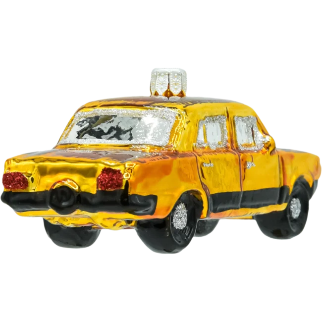Szklana bombka choinkowa figurka Duży fiat 125p: żółty tył