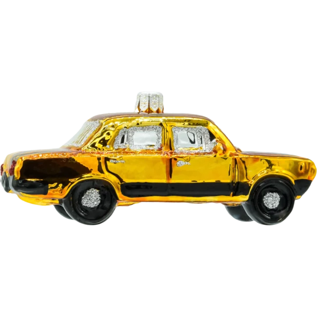 Szklana bombka choinkowa figurka Duży fiat 125p: żółty profil