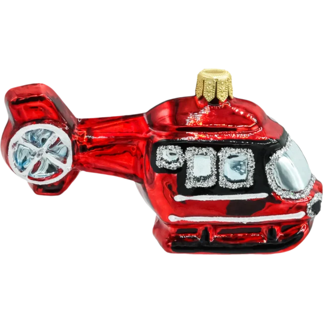 Szklana bombka choinkowa figurka Helikopter bok
