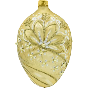 Bombka szklana Jajo z perełkami: złote