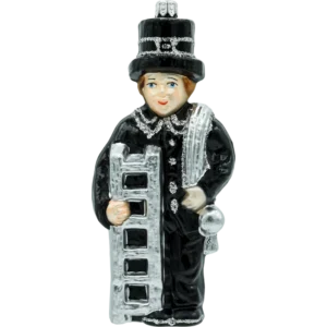 Szklana bombka choinkowa figurka Kominiarz z drabiną