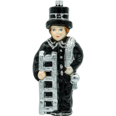 Szklana bombka choinkowa figurka Kominiarz z drabiną