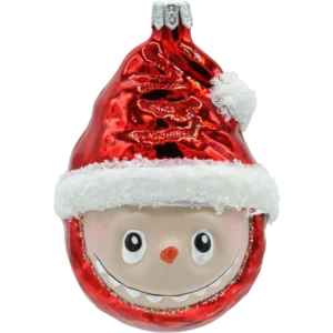 Szklana bombka choinkowa figurka Labubu w czapce Mikołaja: czerwone