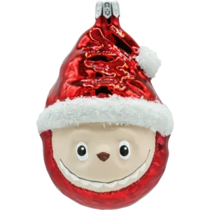 Szklana bombka choinkowa figurka Labubu w czapce Mikołaja: czerwone