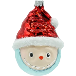 Szklana bombka choinkowa figurka Labubu w czapce Mikołaja: niebieskie