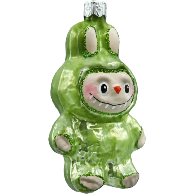 Bombka szklana choinkowa figurka Labubu: zielone bok