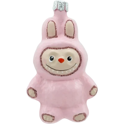 Bombka szklana choinkowa figurka Labubu pastelowe: różowe