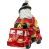 Szklana bombka choinkowa figurka Mikołaj w wozie strażackim front
