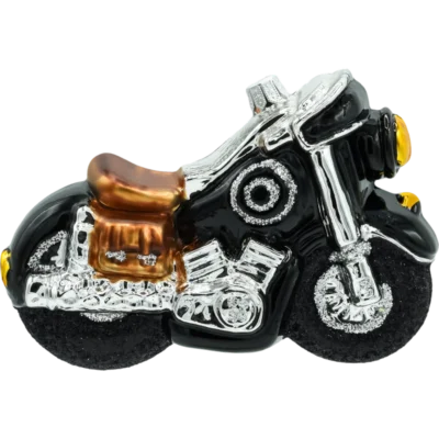 Szklana bombka choinkowa figurka Motocykl retro profil
