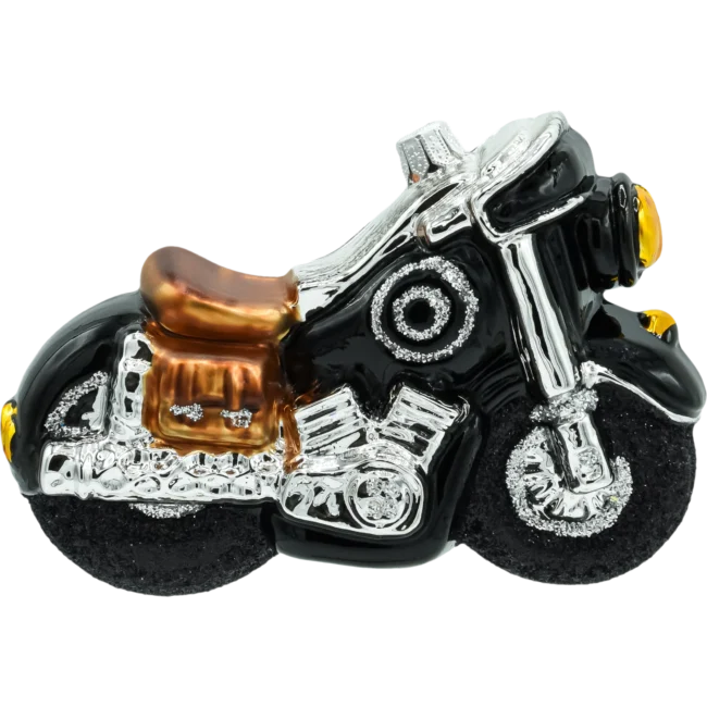 Szklana bombka choinkowa figurka Motocykl retro profil