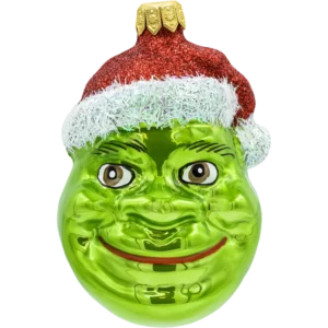 Szklana bombka choinkowa figurka Ogr w czapce Mikołaja