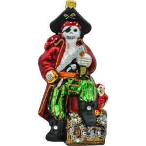 Szklana bombka choinkowa figurka Pirat ze skrzynią skarbów