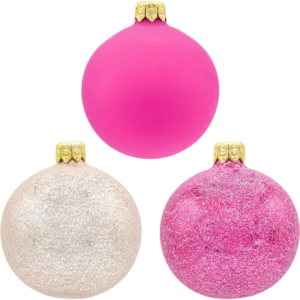Bombki okrągłe zestaw różowo-złoty trzy bombki