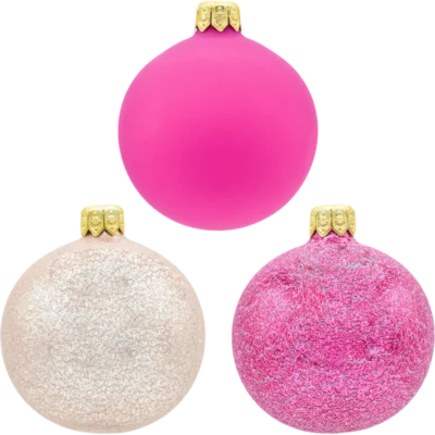 Bombki okrągłe zestaw różowo-złoty trzy bombki