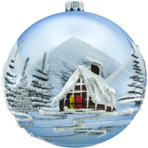 Bombka okrągła Zimowy Pejzaż: błękitna