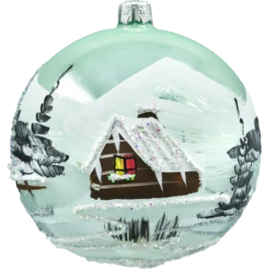 Bombka okrągła Zimowa Wioska: miętowa