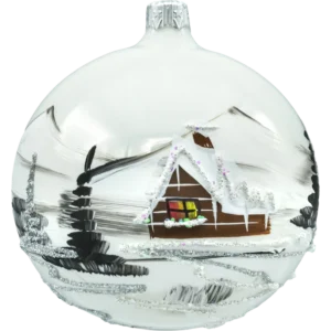 Bombka okrągła Zimowa Wioska: biały mat