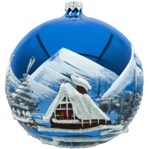 Bombka okrągła Zimowy Pejzaż: niebieska tył