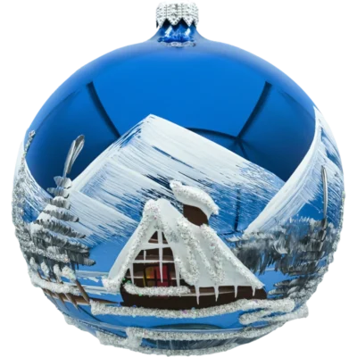 Bombka okrągła Zimowy Pejzaż: niebieska tył