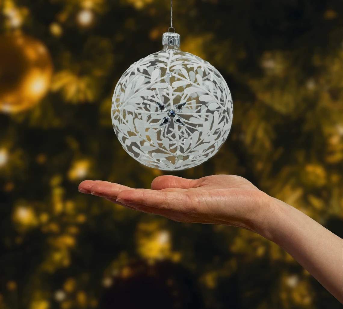 Bombka okrągła: Śnieżny Ornament realne zdjęcie