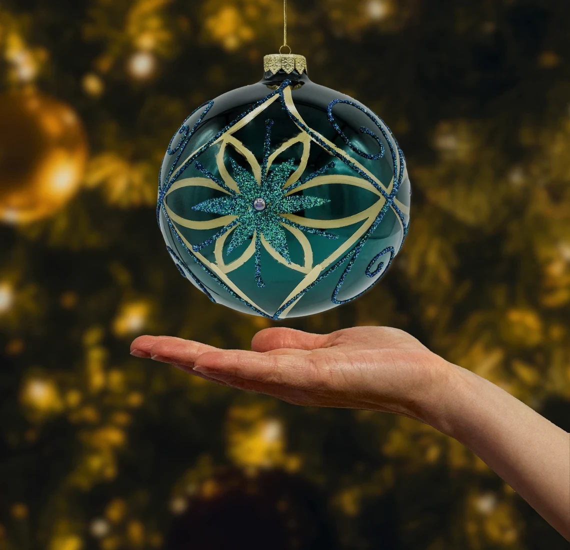 Bombka okrągła: Szmaragdowy Kwiat realne zdjęcie