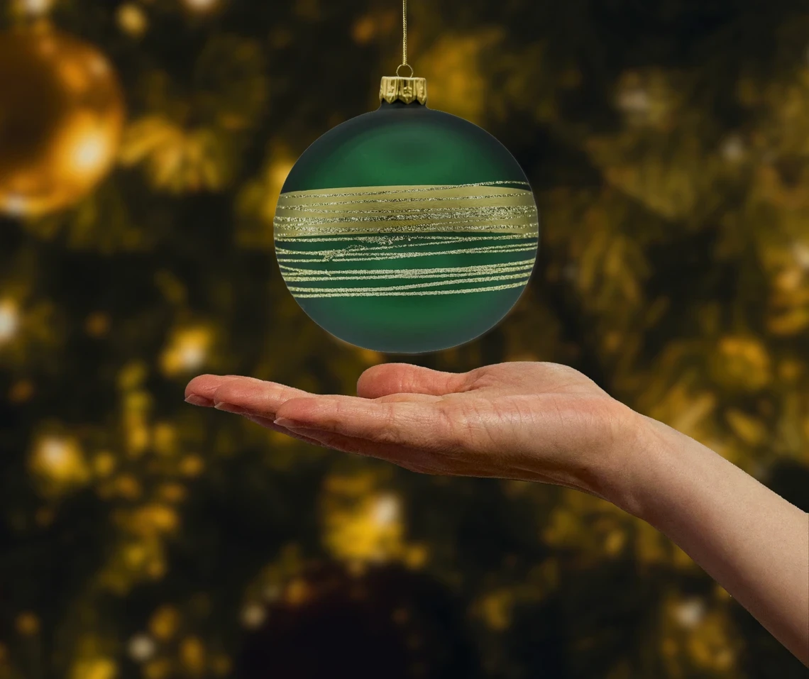 Bombki okrągłe ze złotymi pasami: 3 kolory realne zdjęcie