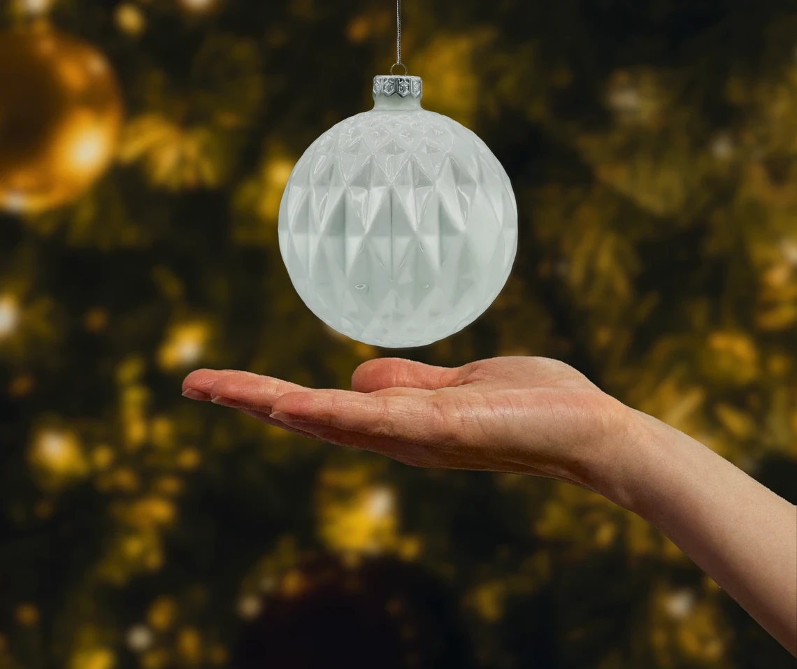 Realne zdjęcie Bombki szklane: zestaw biel i złoto