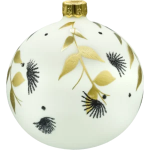 Bombki okrągłe białe: złota gałązka