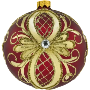 Bombka ekskluzywna czerwono-złota ze stojakiem