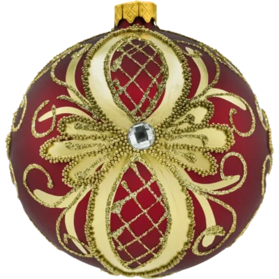 Bombka ekskluzywna czerwono-złota ze stojakiem
