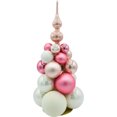 Szklana choinka: róż i biel