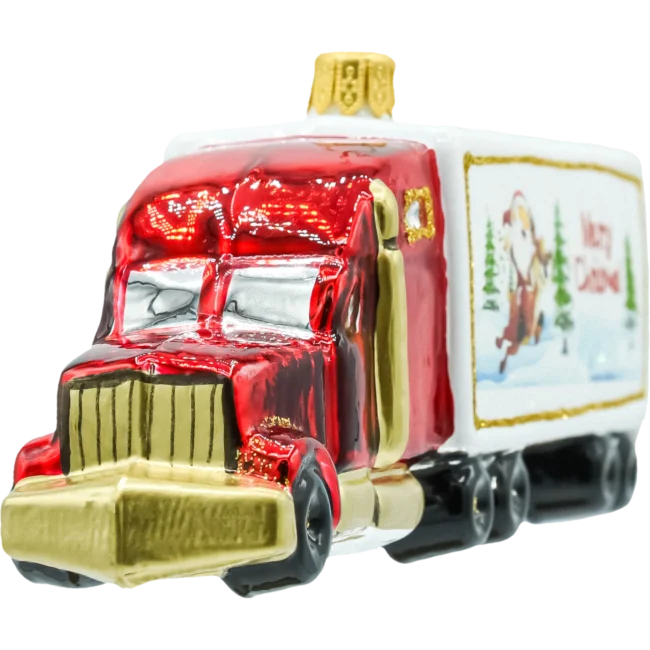 Szklana bombka figurka Ciężarówka Merry Christmas front