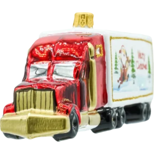 Szklana bombka figurka Ciężarówka Merry Christmas front