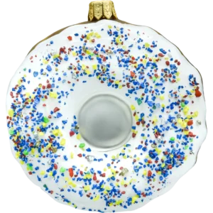 Szklana bombka choinkowa Donut z białym lukrem