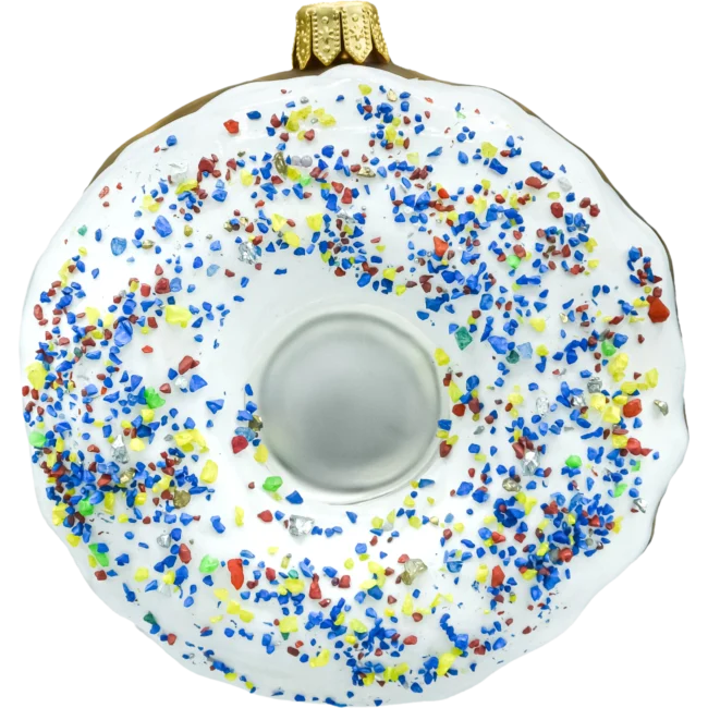 Szklana bombka choinkowa Donut z białym lukrem